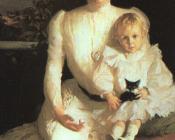 Graphic Mrs. Benjamin Thaw and her Son - 弗兰克·本森